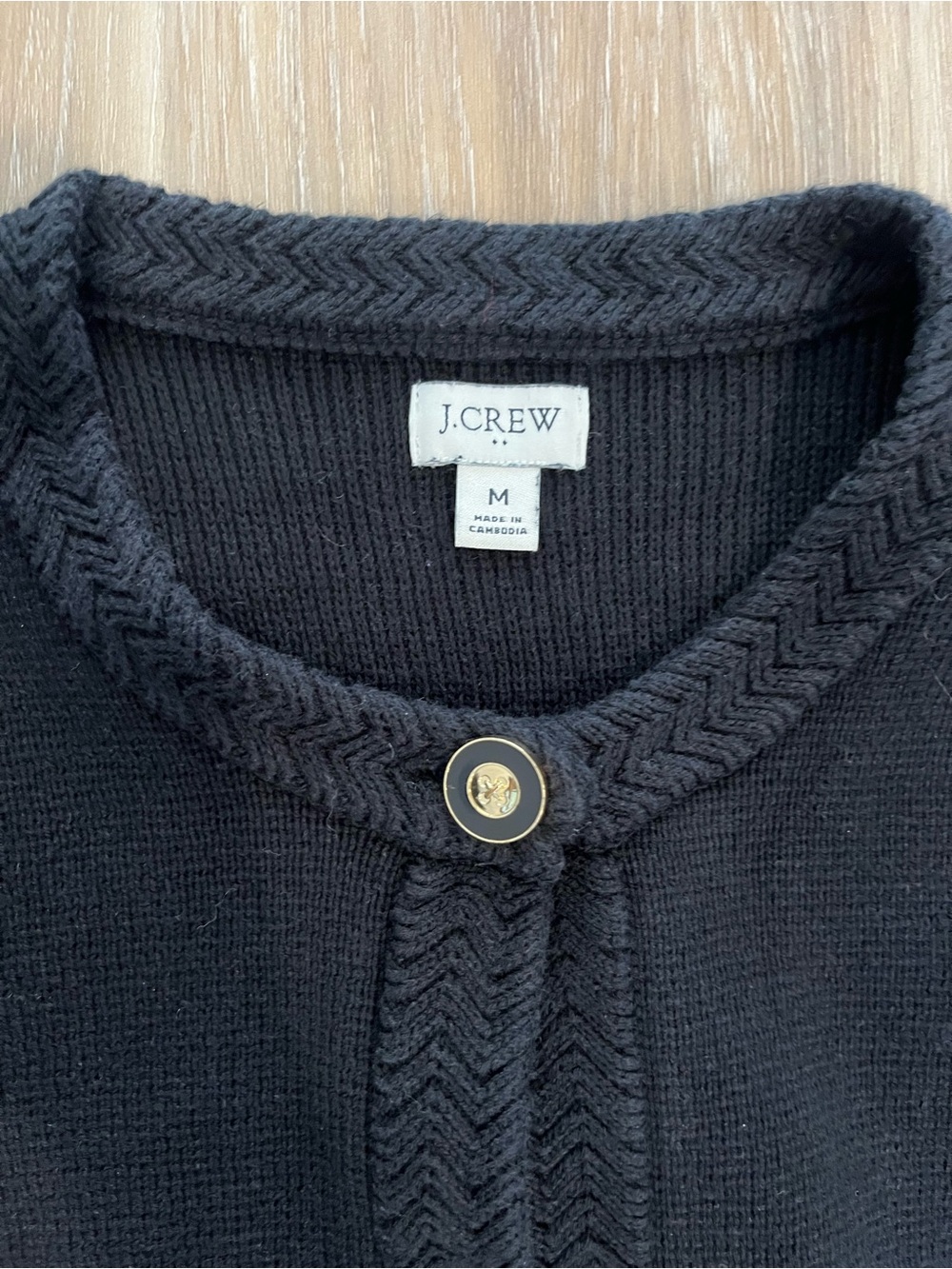J Crew Lady Sweater Jacket Black Gold Size Medium - Picture 3 of 6